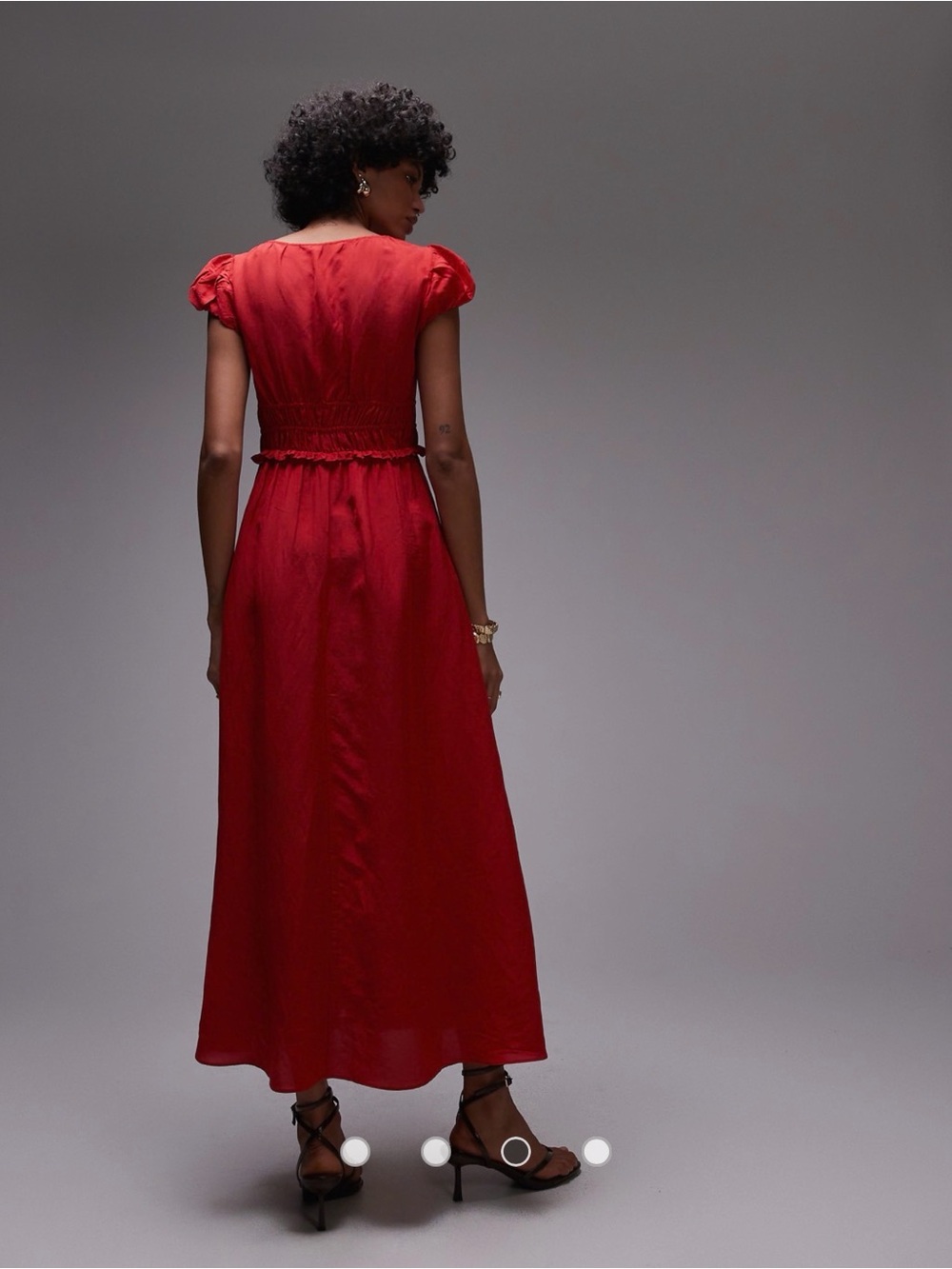 & Other Stories | Boho V Neck Midi Dress w Tier Hem and Ruffle Sleeves | Sz 8 - Picture 3 of 13